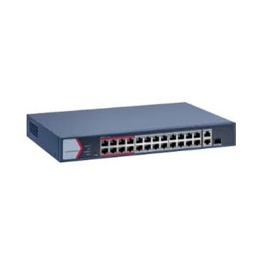 Switch Hikvision Administrable. 24ch POE+ 2 SFP + 2 10/100Mbps 370W