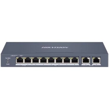Switch Hikvision 8 Puertos 2 HiPOE + 2 x 10/100 Mbps 45W 300mt Sma