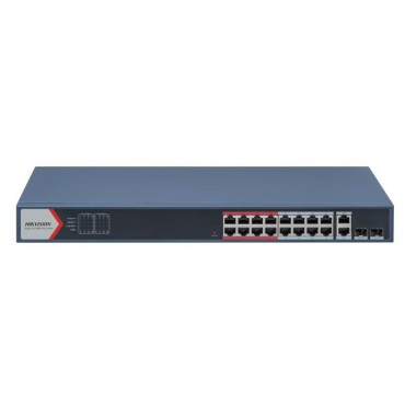 Switch Hikvision Smart 16xPOE+ 100MBPS 2x1000mbps Uplink 2SFP 250mt 230W