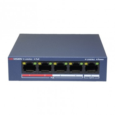 Switch Hikvision 4 Puertos No Adm.POE+ 10/100 Mbps 45W 300mt Smart