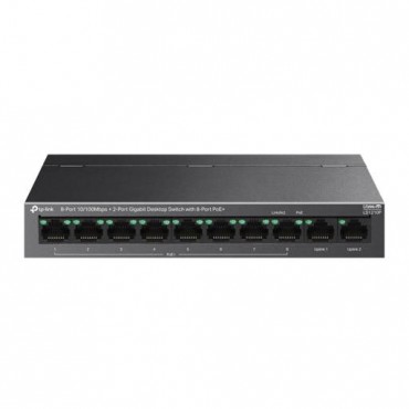 Switch TP-Link LS1210P de 10 puertos con 8 Fast Ethernet y 2 Gigabit PoE+